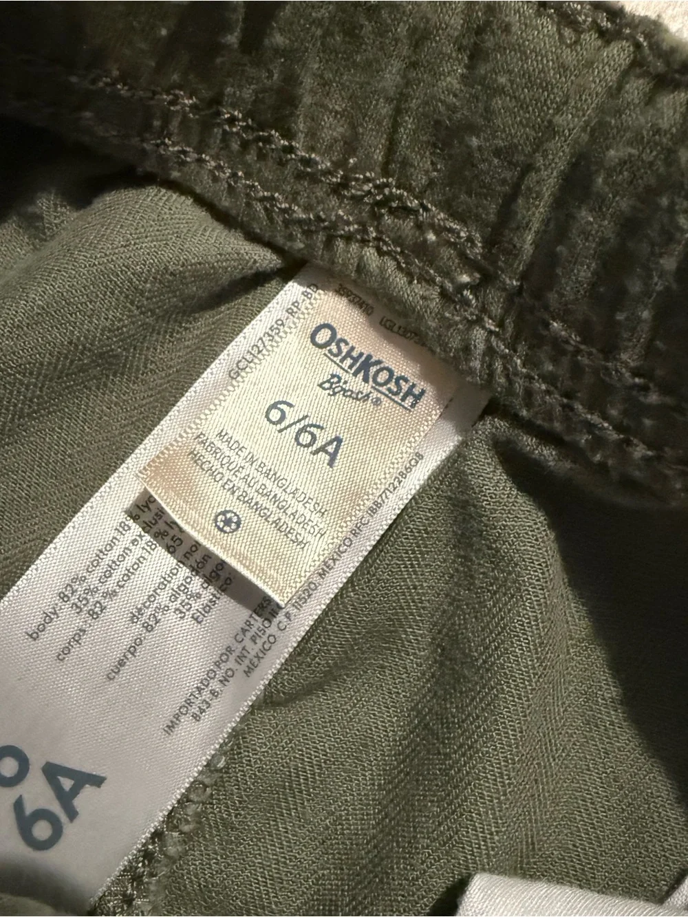 OshKosh B’gosh Boys Size 6 Cargo Shorts 3pc Lot Pull On Khaki Green Gray Casual